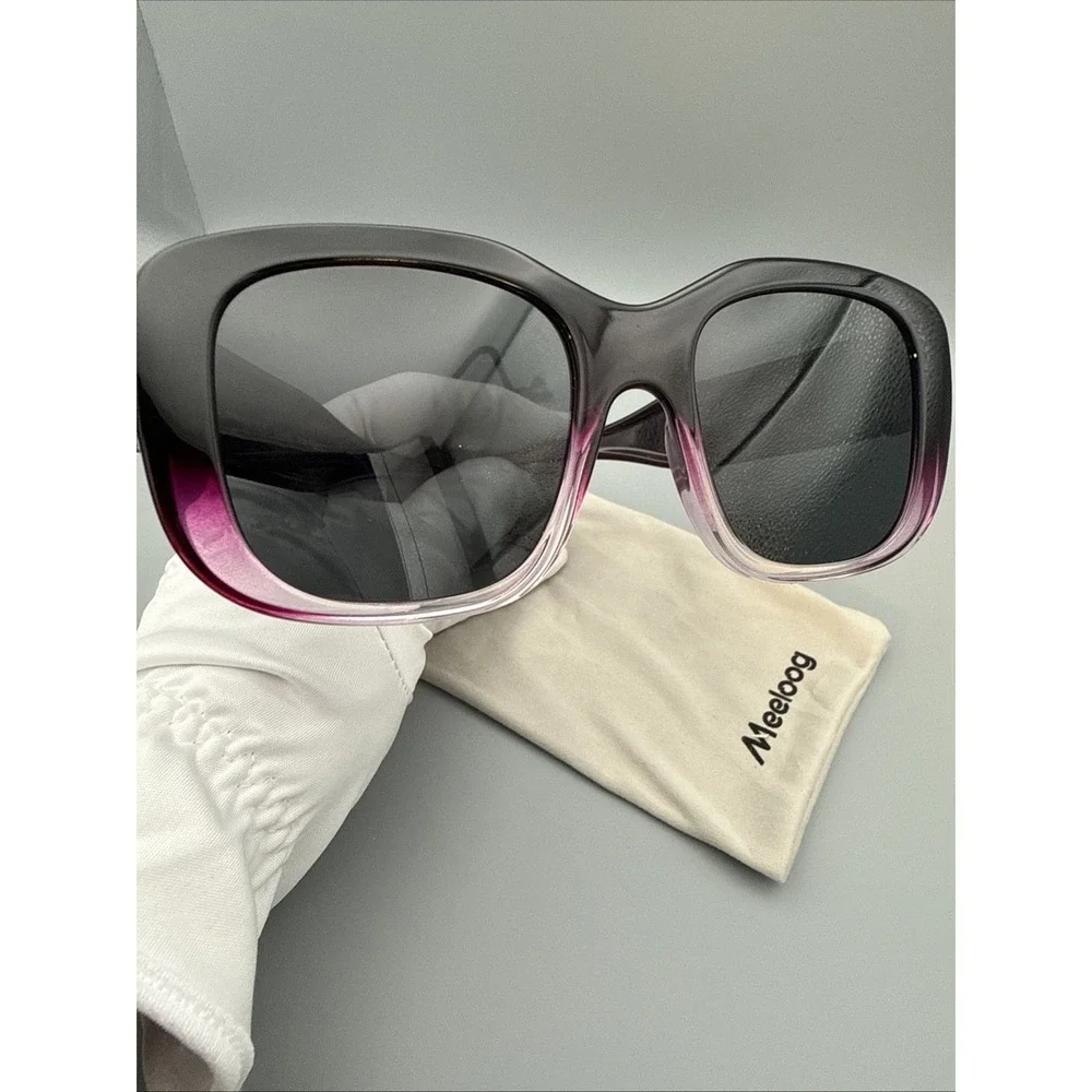 Fit over Meeloog SunGlasses Genuine-Polarized Lenses-Purple Translucent with bag
